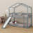 Bunk Bed with Roof, Slide and Ladder-93530029