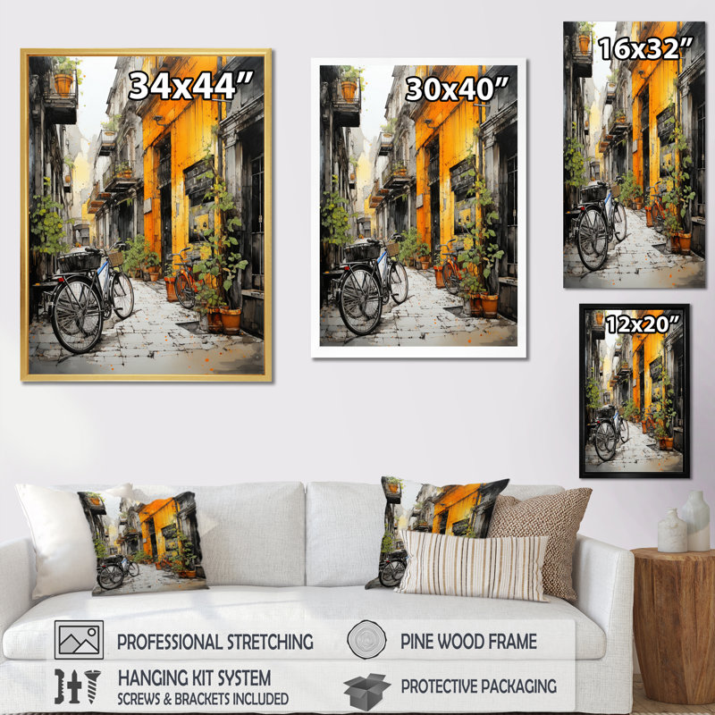 Darrol, cycle de vélo, impression sur toile, H 32 po x l 24 po x P 1 po, Cadre flottant blanc