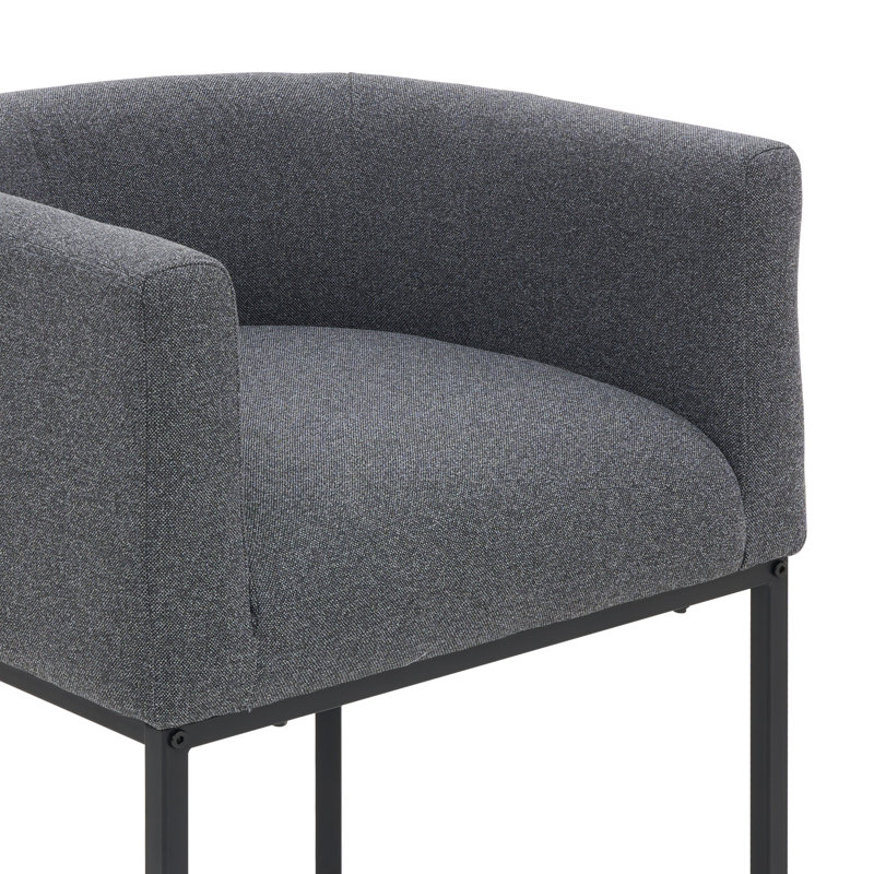 Tabouret de baril de comptoir rembourré, Noir, Gris foncé