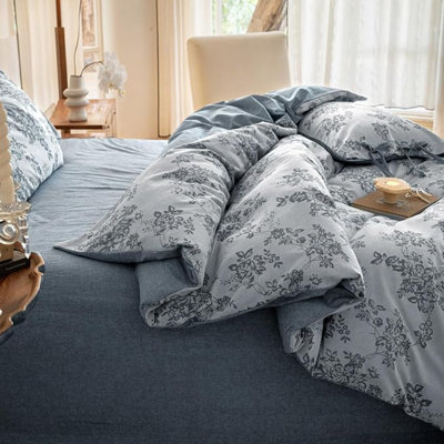 Retro Monet Linen Bowknot Cotton Duvet Cover Set