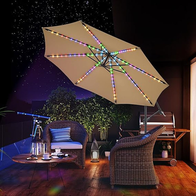 Parasol de patio avec lumières solaires, grand ...