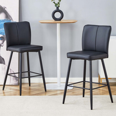 Modern Bar Chair Set-Two Pieces,The backrest has a Vertical and Smooth Line Design with Silver Metal Leg,Suitable for Placement in Bars,Living Rooms,Bars,and other Venues