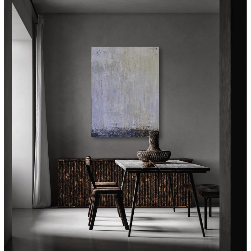 Blue Rain II Print by John Beard, Black Framed Canvas, 41.5" H x 31.5" W x 1.75" D