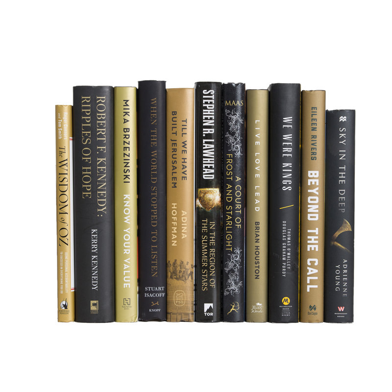 Livres décoratifs - Ensemble de livres sur jaquette d'onyx doré - 1 pied de livres noirs