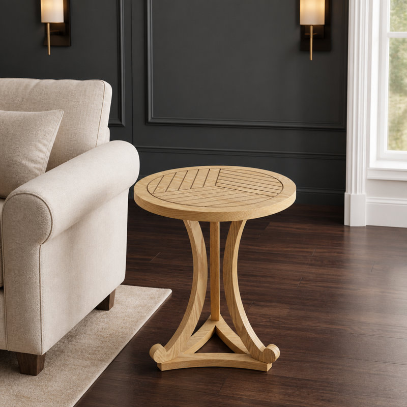 Table d'appoint ronde contemporaine avec trépied courbé - Table d'appoint compacte