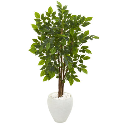 56'' Faux Birch Tree in Stone Pot
