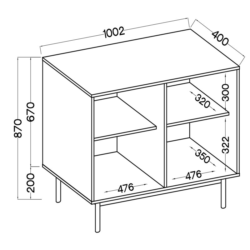 Two-Door Oiled Oak Chest of Drawers