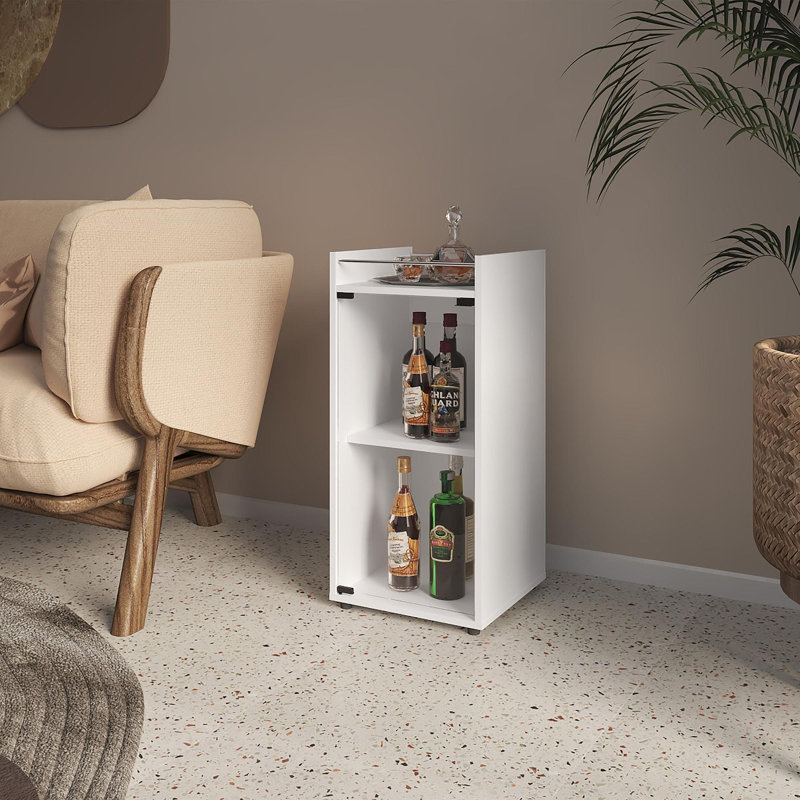 Bar 1 porte blanche avec tablette ouverte, Blanc