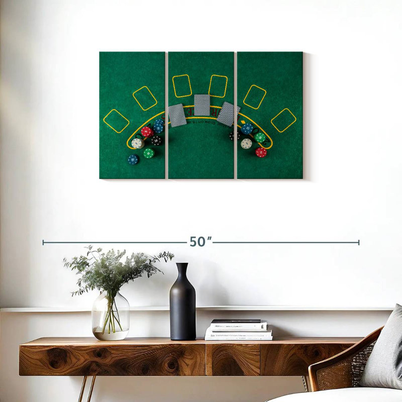 Vue de dessus de la table de Blackjack, H 20 po x l 33 po
