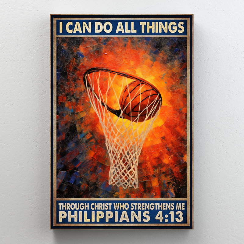 Basketball «I Can Do All Things», H 36 po x l 24 po x P 1,25 po