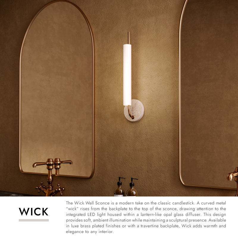 Wick 20-in Black dimmable LED Wall Sconce, Antique Brass