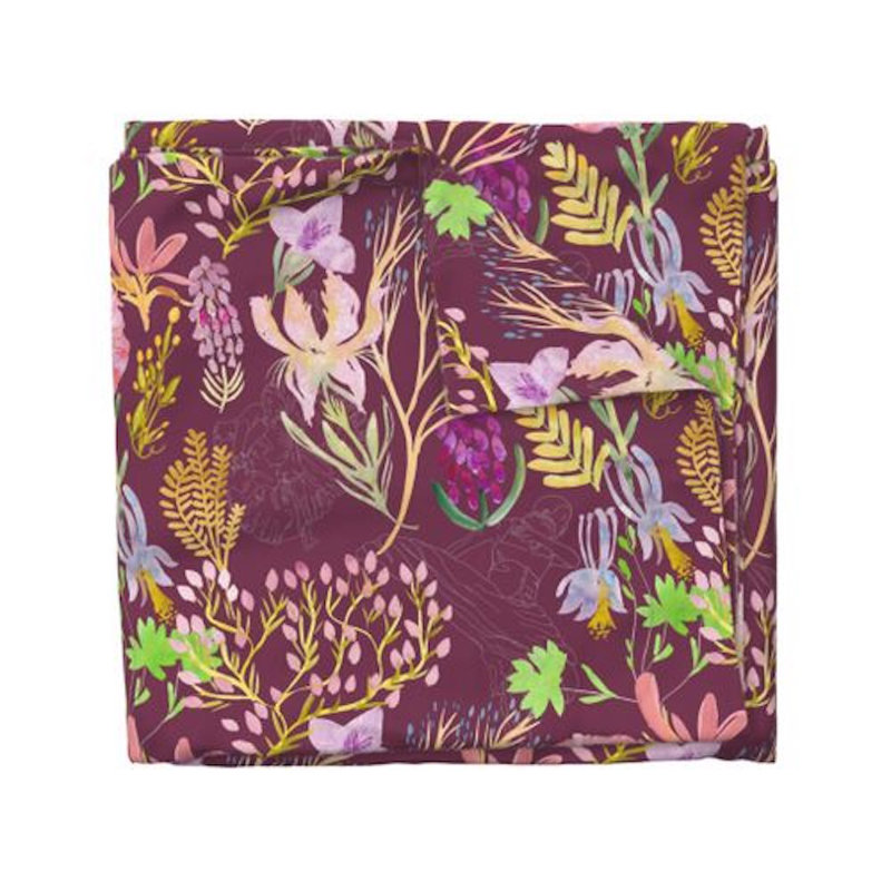 Jubilation Duvet Cover, King Duvet Cover, Maroon