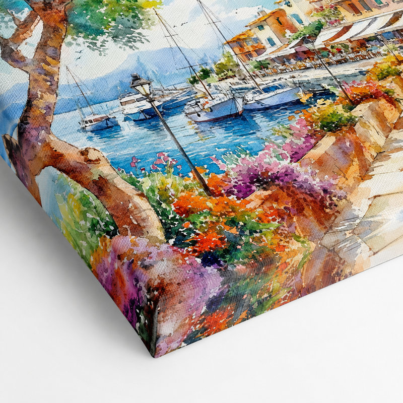 «Harbor Village» avec art mural sur toile tendue, H 30 po x l 40 po