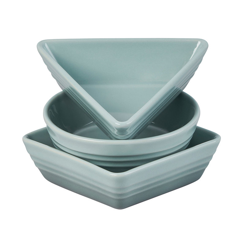 Stoneware Set of 3 Tapas Appetizer Plate, Sea Salt