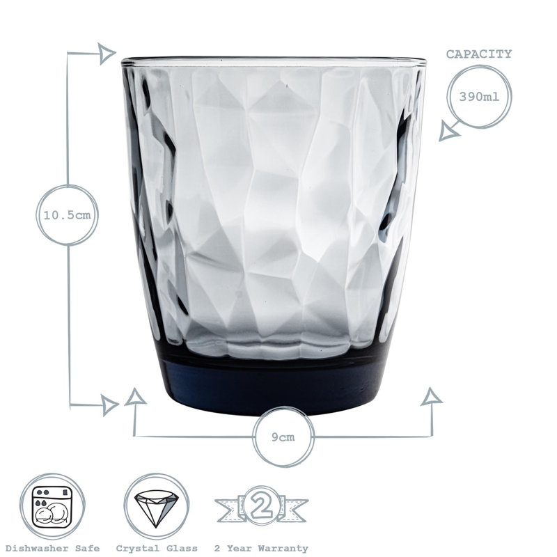 Diamond Water Glasses - 390ml - Blue/Purple