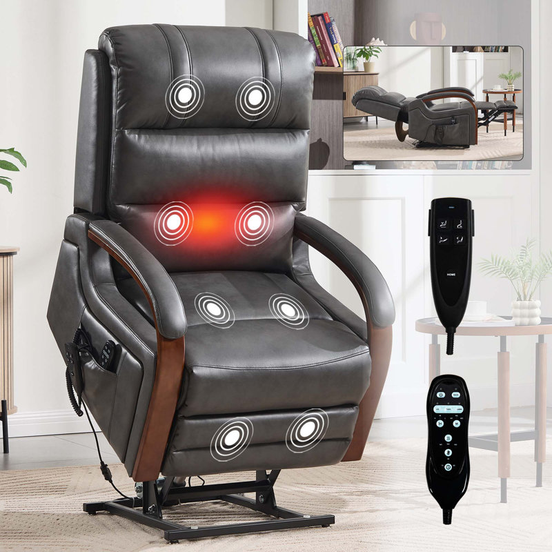 Fauteuil inclinable électrique Power Leatheraire Lift, Gris