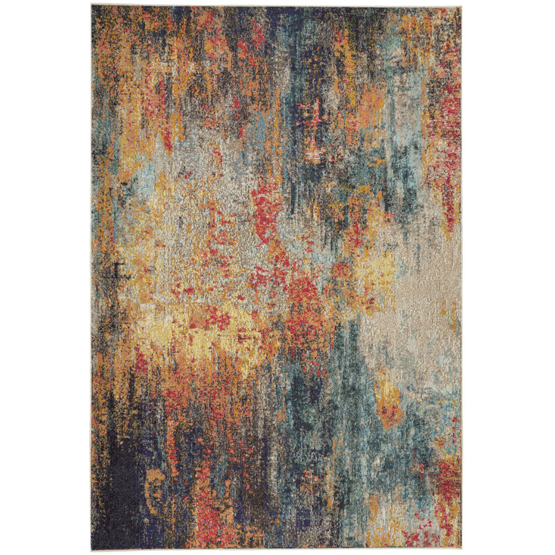 Celestial Abstract Synthetic Area Rug, Rectangle 160 x 221cm