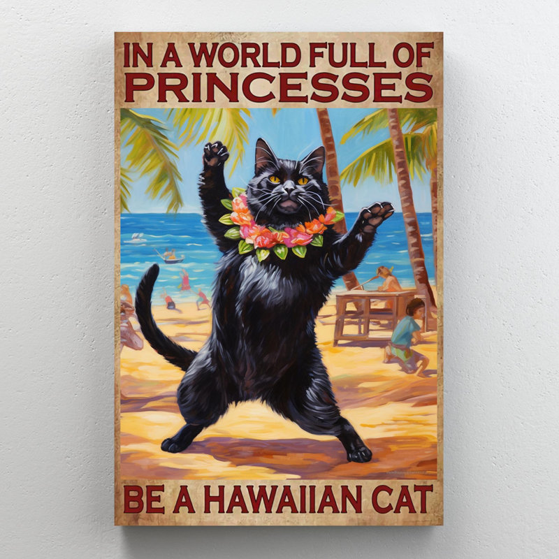 «Be A Hawaiian Cat - 1 Pièce», impression rectangle «Be A Hawaiian Cat», 1 pièce, impression sur toile tendue sur toile tendue