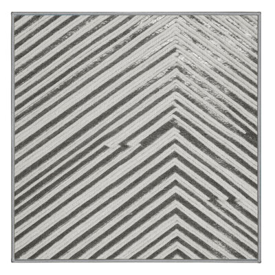  Tapis lavable rayé blanc argenté