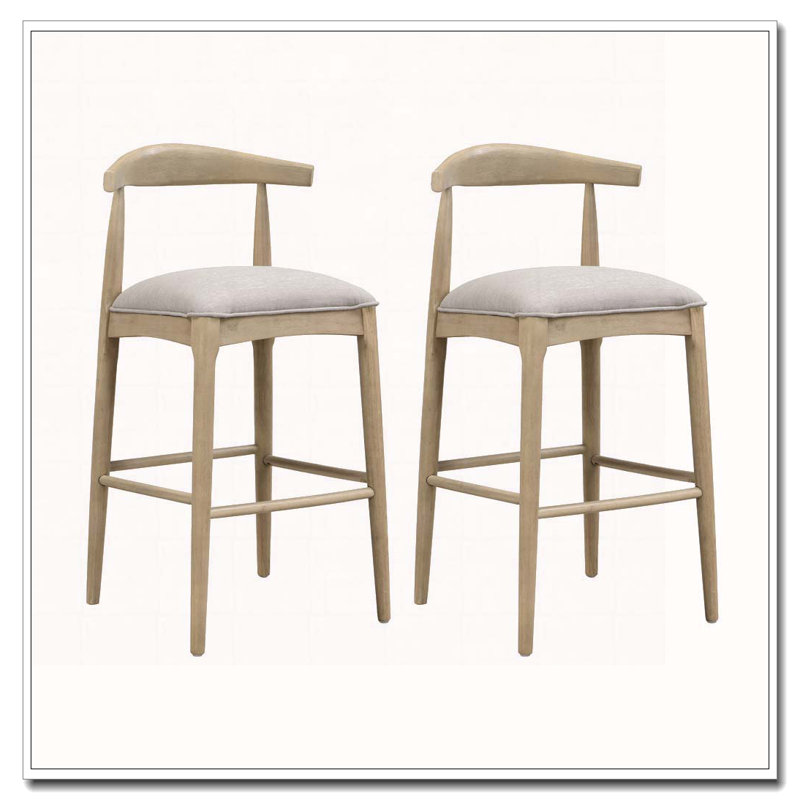 Tabouret de bar en bois, Siège gris / cadre naturel, Tabouret de bar (hauteur du siège de 30,5 po)