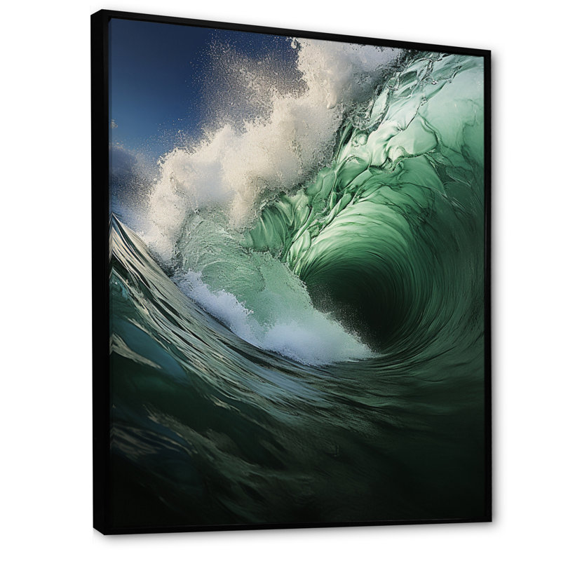 Jaalen Coastal Majestic Waves II, H 20 po x l 12 po x P 1 po, Cadre flottant noir