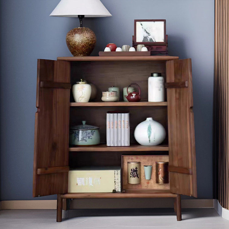 Nouvelle armoire d'appoint en bois de noyer noir de style chinois