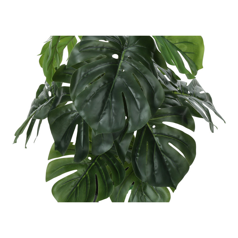24" Green Monstera Artificial Indoor Floor Plant in Black Pot