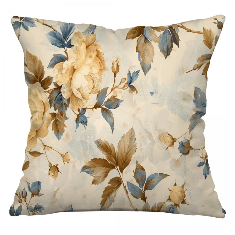 Coussin White Roses, coussins en coton botanique, H 16 po x l 16 po