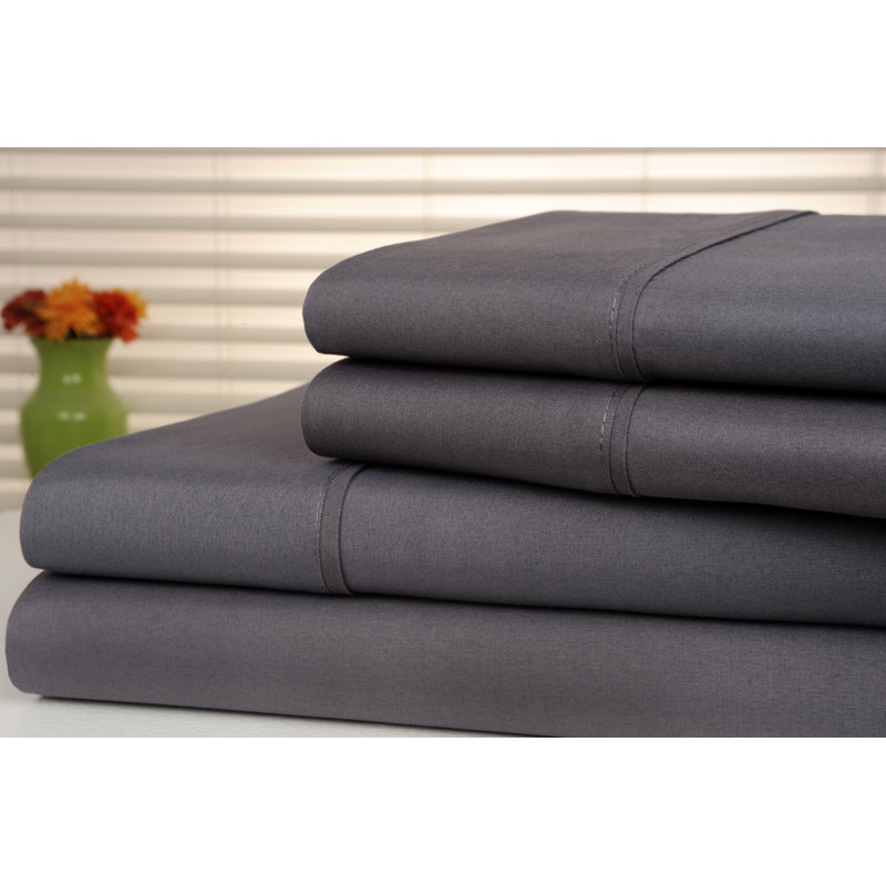  Luxury Rayon from Bamboo Sheet Set, Grey, Twin