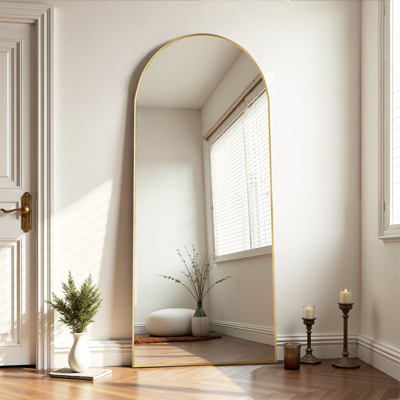 Grand miroir de plancher arqué pleine longueur, Or, 79 po x 35 po