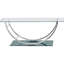 , En forme de U, en verre, rectangulaire, table basse, surface réfléchissante, finition, entretien facile, surface des espaces de vie primaires modernes, disposition incurvée en verre, confort, style, espaces