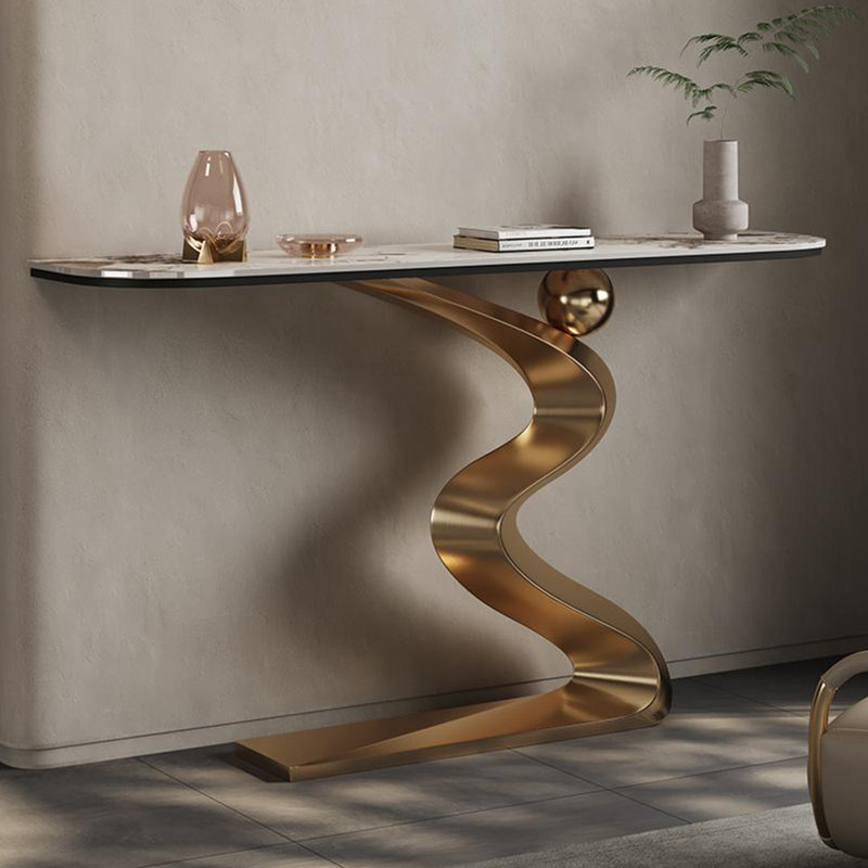 Console de style italien en pierre frittée., H 33,4 po x l 59 po x P 13,7 po