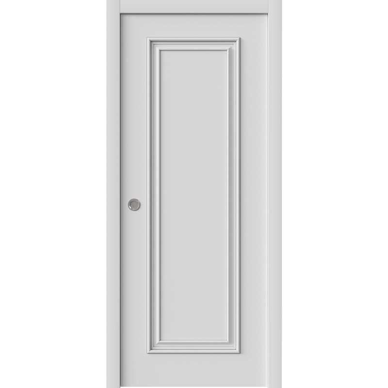 Porte coulissante à poche | Émail blanc IMPÉRIAL 1811 | Ensemble de quincaillerie de rail | Portes intérieures de chambre à coucher en bois massif