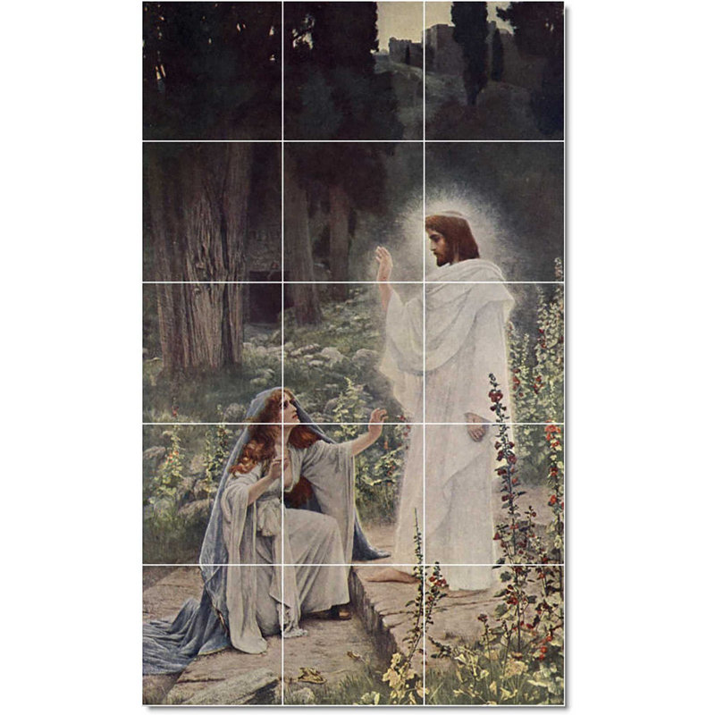 Carreau de céramique décorative 18 po x 30 po 6 po x 6 po, Peinture religieuse d'Herbert Gustave Schmalz W231