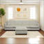 4-Seater Modern Fabric Modular Cloud Sofa With Ottoman-2010363416