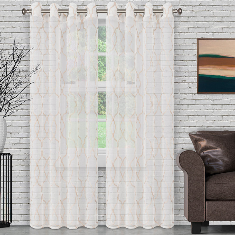 Paire de rideaux transparents avec œillets Junious, Champagne, l 42 po x L 84 po