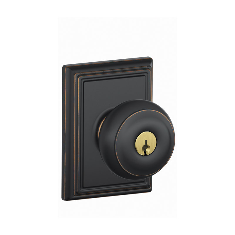 Georgian Keyed Entry Knob with Addison Trim, Aged Bronze