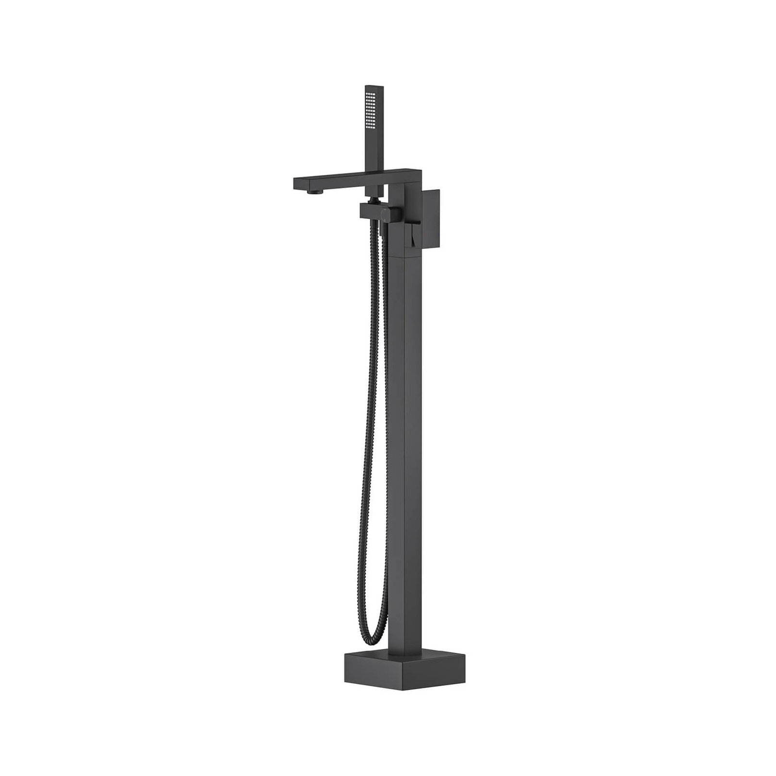 Cube Floor Tub Spout with Diverter, Matte Black