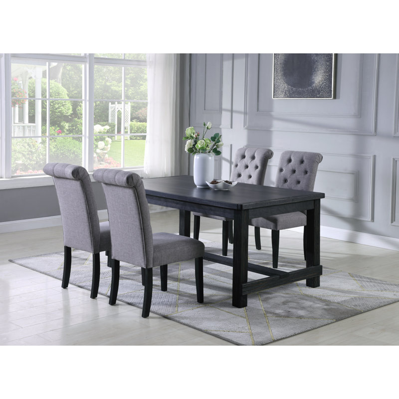 Ensemble de salle à manger Leviton, Gris, Cinq articles : 1 table, 4 chaises