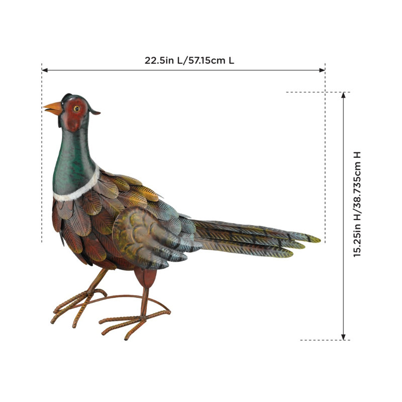 Statue de jardin fait à la main en métal, H 22,5 po x l 6,25 po x P 15,25 po