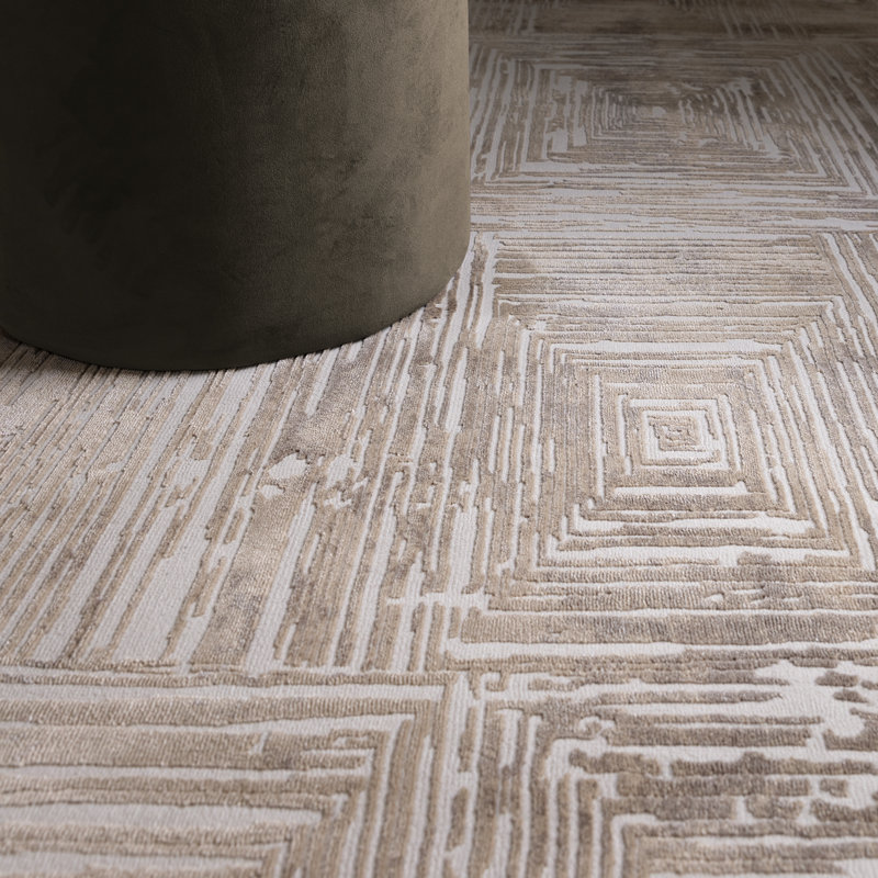 Brenetta Geometric Shapes Beige Area Rug, Rectangle 160 x 230cm