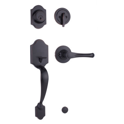 Oil Rubbed Bronze Handle With Lever And Deadbolt Reversible Entry Set