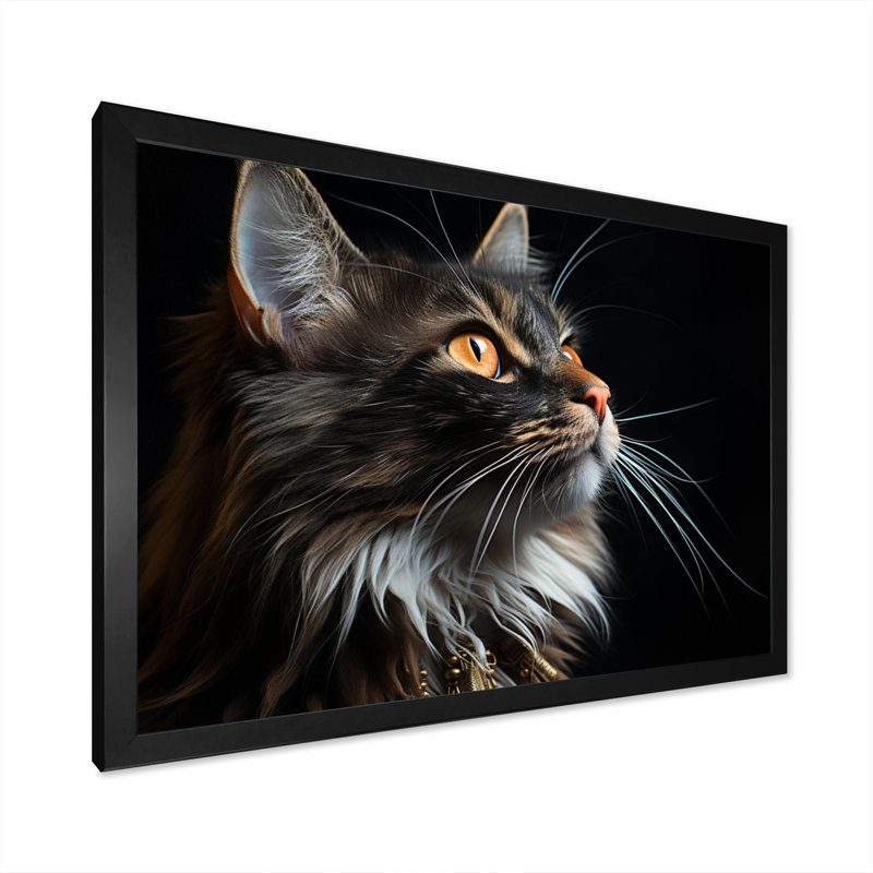 Portrait de chat I - reproduction d'art mural chat, H 30 po x l 40 po x P 1,5 po, Cadre photo noir