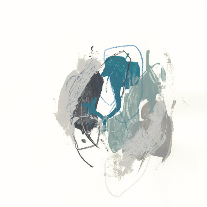 " Teal Gesture IV " by June Erica Vess, 30" H x 30" W x 1.25" D