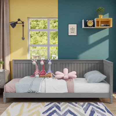 White Twin Size Wood Daybed Sofa Bed - Mid Century Modern Design