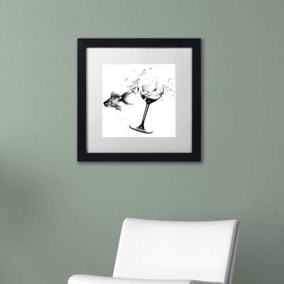 Kaeya Fish & Wine Glass' by Nick Bantock Picture Framed Graphic Art on Canvas