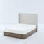 Grand lit, tête de lit haute de 54 po, attrait rustique, toile texturée, structure en métal, sans sommier tapissier, installation moderne avec revêtement rembourré, chenille, base, rapide