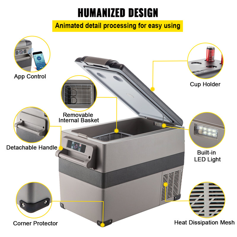 Gray 47.5 Quart Electric Metal Portable Cooler with App Control