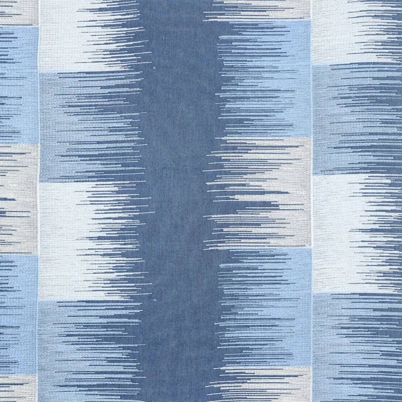 Sunburst Stripe Embroidery Fabric, Blue/ Medium Blue/ White
