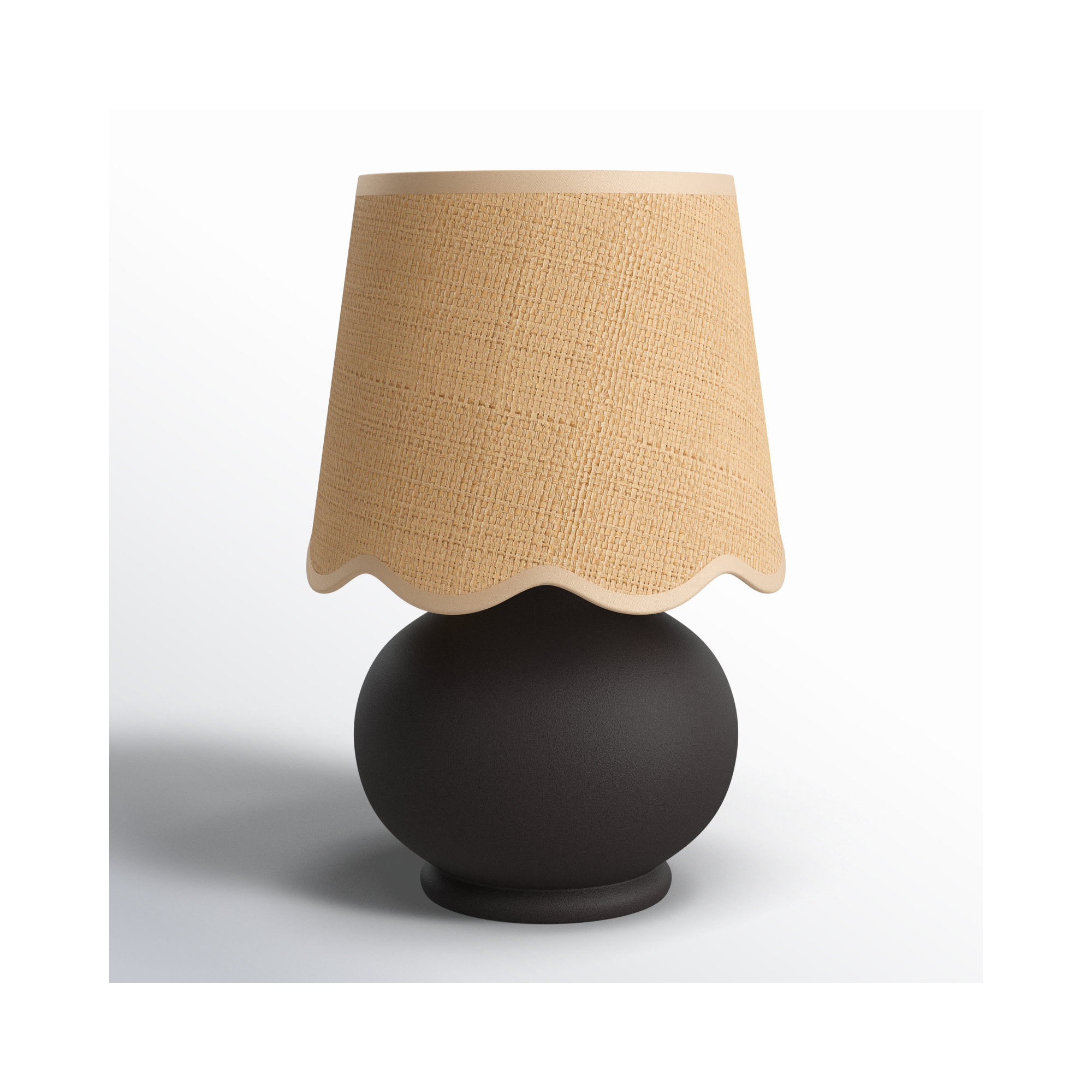 Momsen Scallop Shade Matte Lamp, 13"H x 8"W x 8"D, White, Black